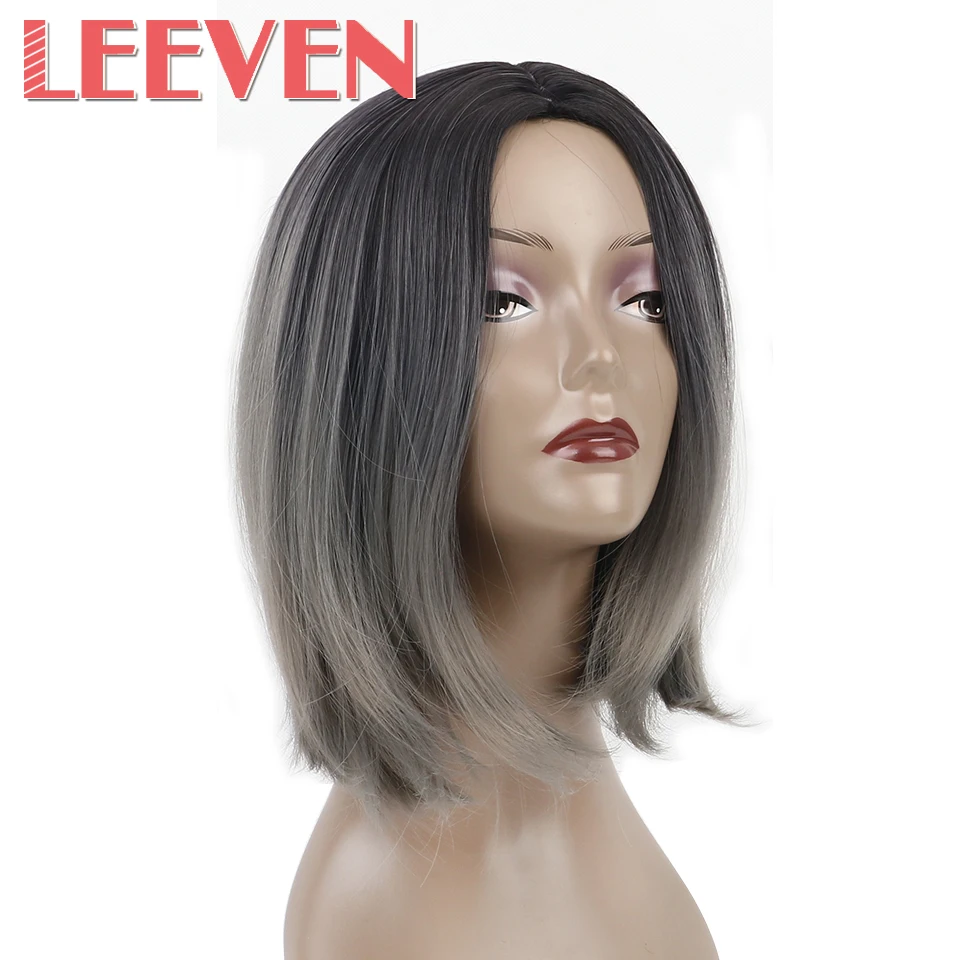 Leeven 10 ''короткие парики боб синтетические волосы Cosply золотые Омбре пепельные