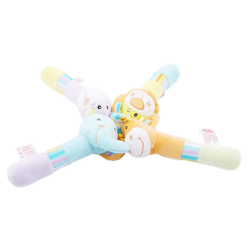 Детские погремушки забавные животные мягкие плюшевые рукоятки пищалки слон