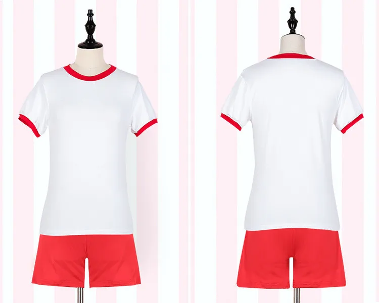Red Quadr Set Милая японская школьная форма для девочек, спортивная одежда, костюм для косплея, Спортивная рубашка+ шорты Triangel/quartdangle комплект из 2 предметов, 2 цвета, косплей - Цвет: Red Quadr Set