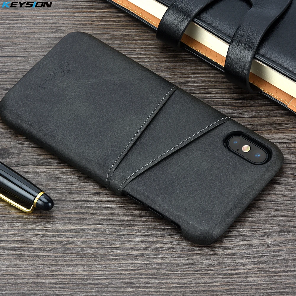 Чехол KEYSION для телефона iPhone X кожаный чехол Роскошный кошелек с отделениями карт задняя крышка чехлы 10|case for
