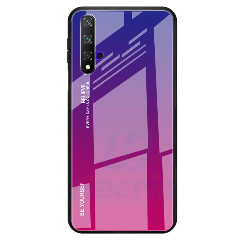 Чехол Hacrin для huawei Honor 20 Pro, чехол из мягкого ТПУ с градиентом, закаленное стекло, бампер, твердая задняя крышка для huawei Honor 20, чехол - Цвет: blue purple