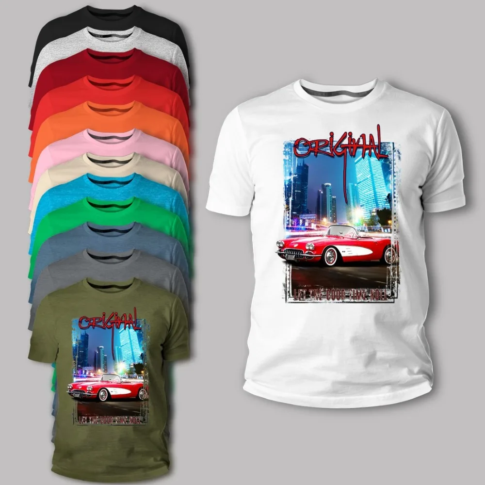 Футболка American Classic Muscle Car Corvette C1 в Red Weiss rotauto новинка 2019 мужская повседневная