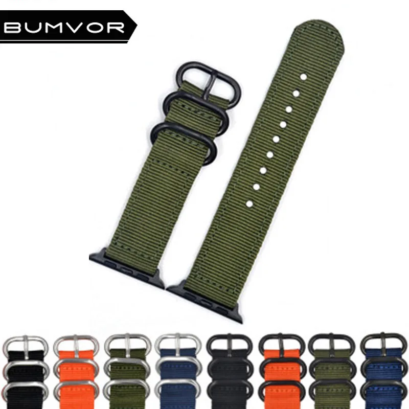 

BUMVOR Nylon Watchband for Apple Watch Band Series 4/3/2/1 Sport Woven Bracelet 44/40/42/38MM Strap For iwatch Band Black Blue