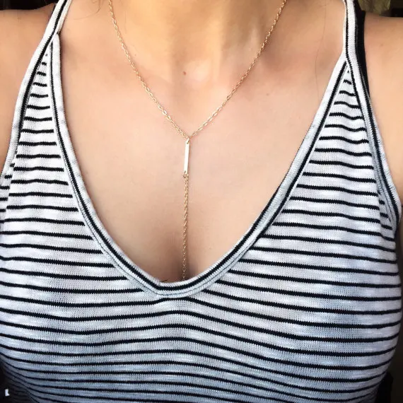 Charming simple fashion Y shape long tassel bar triangle necklace for women choker necklaces jewelry | Украшения и аксессуары