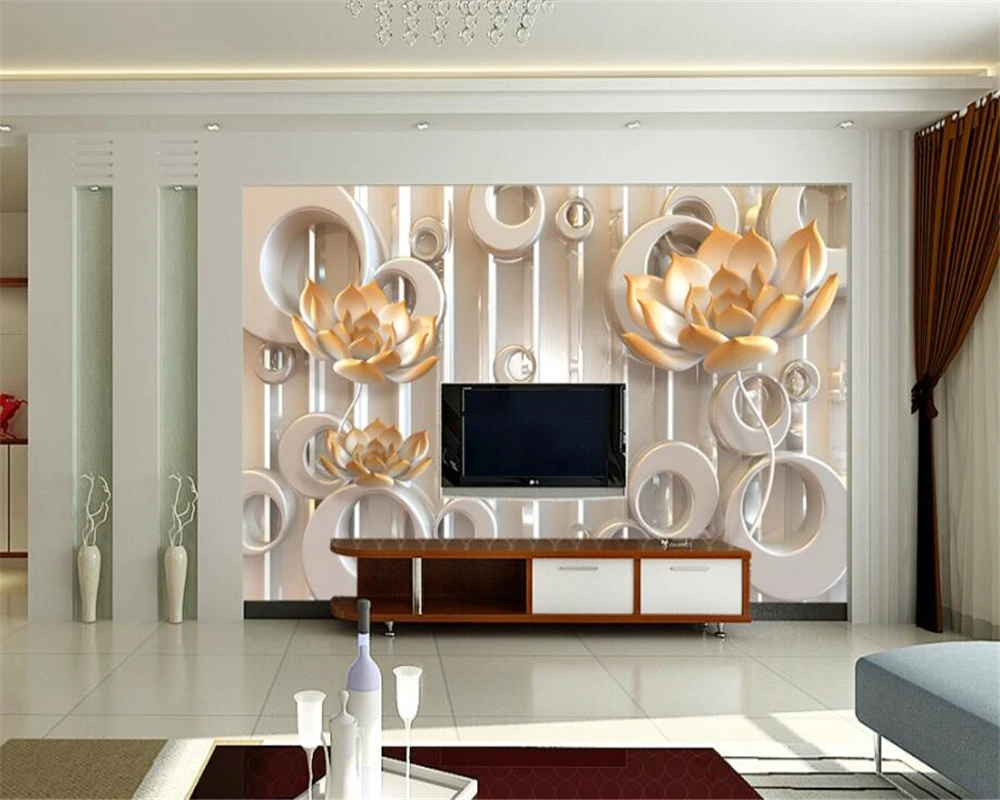Обои на заказ 3d рельефный нефритовый резной Лотос ТВ фон стена гостиная спальня