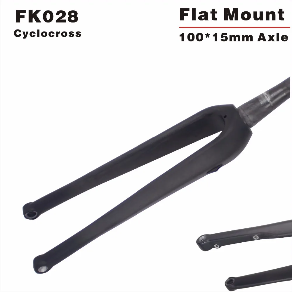 Углерода велокросса чудо велосипеды вилка FK028 плоским крепление CX UD включает 15*100