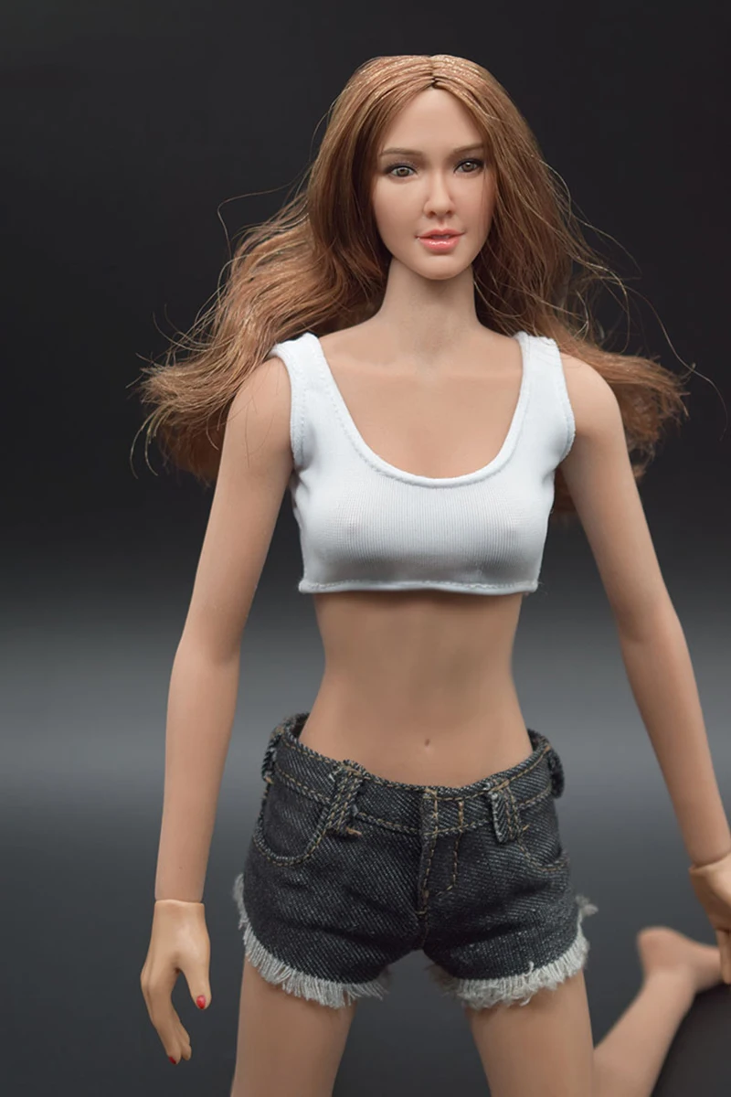 

1/6 White Vest and Denim Shorts for 12''Action Figures Bodies
