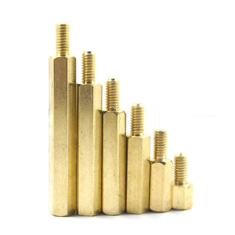 luhuichang 30Pcs M3*L+6mm Hex Head Brass Spacer Nut Copper Insert Threaded Pillar PCB Computer Motherboard Female Male Standoff