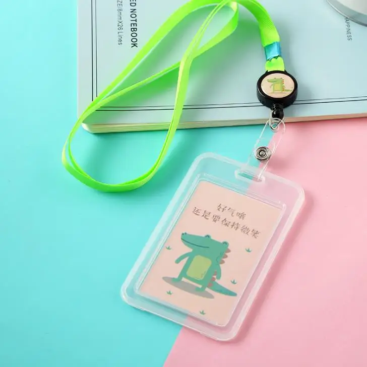 1 шт. Kawaii животные прозрачный бейдж чехол прозрачный держатель для карт с ремешком банк кредитный держатель для карт s ID бейдж держатели канцелярские