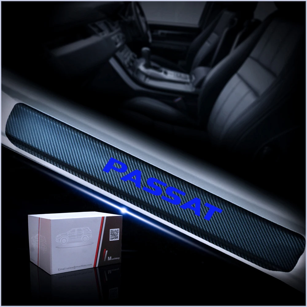 Blue 4 шт. для Фольксваген Пассат автомобильный порог Добро пожаловать педаль наклейка s углеродное волокно виниловая наклейка Накладка на порог двери Накладка - Название цвета: Blue