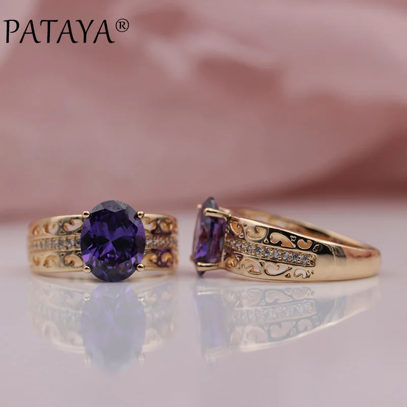 PATAYA, новинка, изысканные, благородные, 585, розовое золото, 4 цвета, овальные, натуральный циркон, кольца для женщин, для свадьбы, вечеринки, изысканные, модные, романтические ювелирные изделия