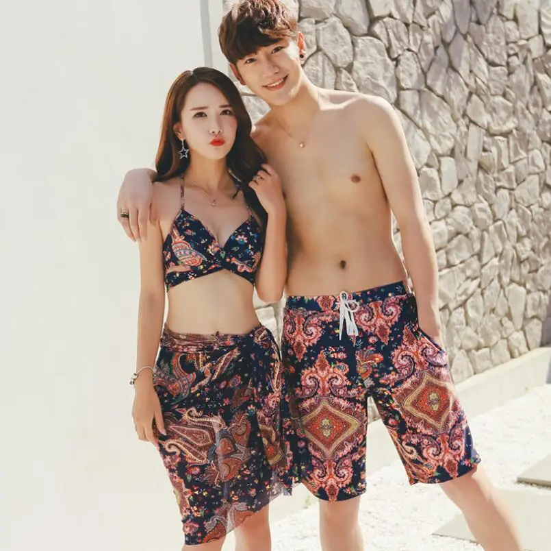 Женский Мужской купальный костюм-двойка бикини мужские пляжные шорты Плавки