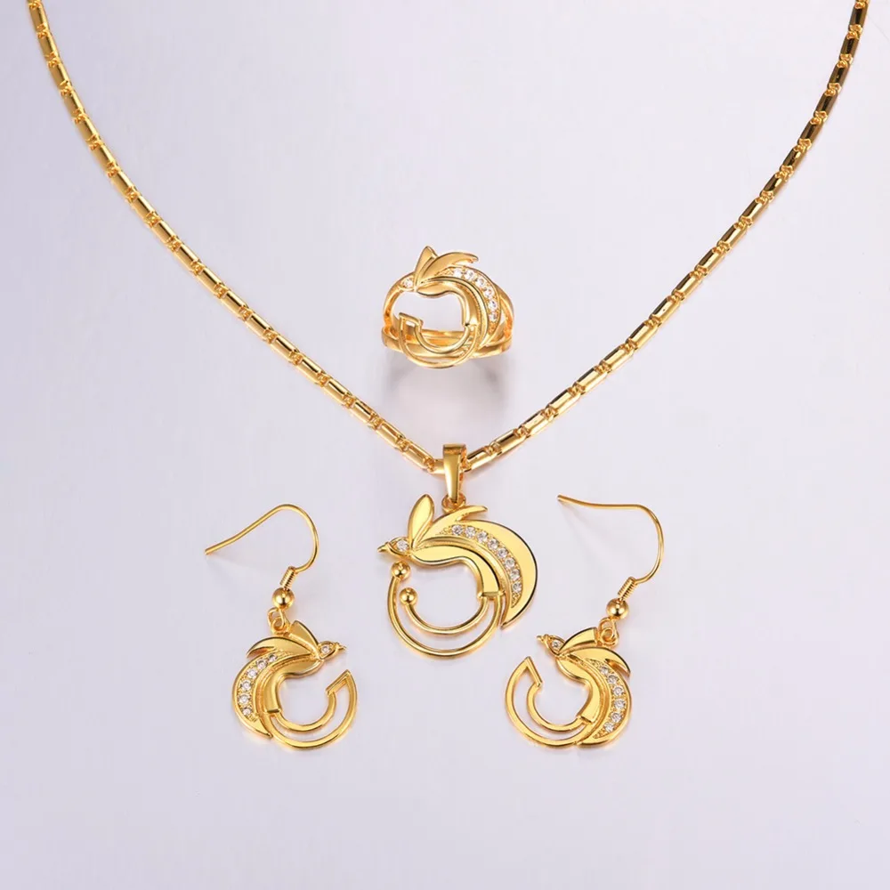 Ожерелье и Висячие серьги с птицами в Раю регулируемое кольцо набор золотых