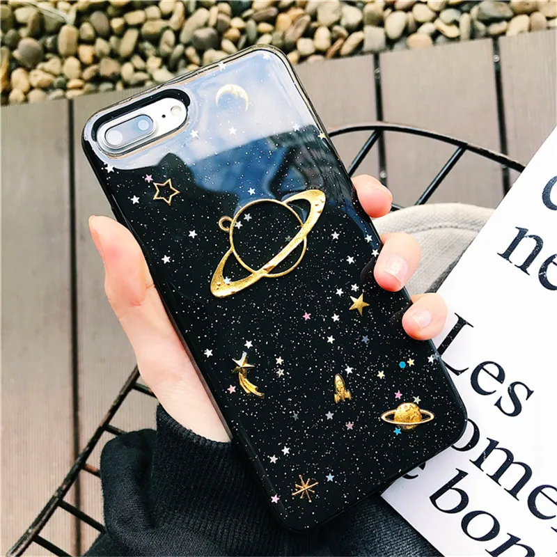 Милый мультфильм планета Луна Чехол для телефона iPhone 7 6 6S 8 плюс X XS MAX XR звездное