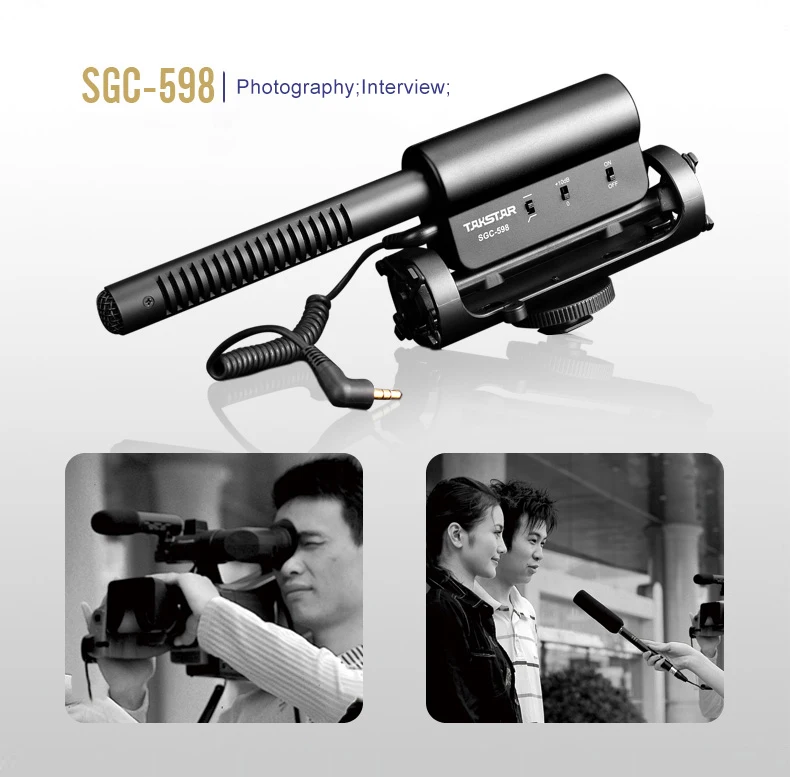 2 шт./лот Takstar SGC-598 DV SLR камера Запись Микрофон внешний микрофон для фотография интервью