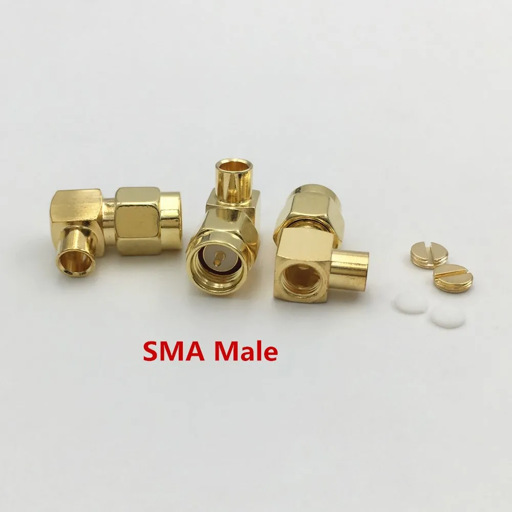 SMA Male 5 шт. Латунь SMA/RP-SMA Мужской Джек 90 градусов правый угол RF коаксиальный разъем для RG402 14" полугибкий Кабельный разъем - Цвет: SMA Male