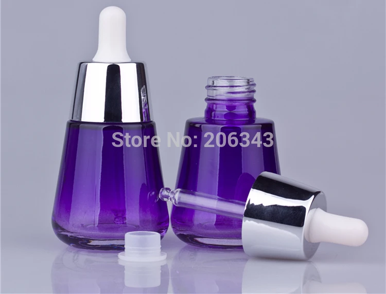 30 мл прозрачная/фиолетовая стеклянная бутылка с серебряным/золотым воротником