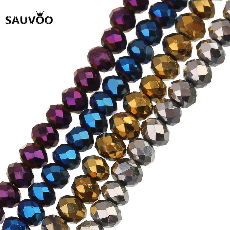SAUVOO 2 нити серебряные золотые фиолетовые блестящие граненые стеклянные