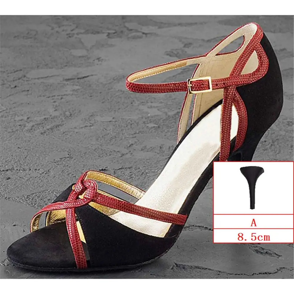 A Обувь для сальсы, черный нубук, Zapatos de baile, 4,5-8,5 см, высота каблука, удобная женская обувь для латинских танцев, JYG959 - Цвет: A