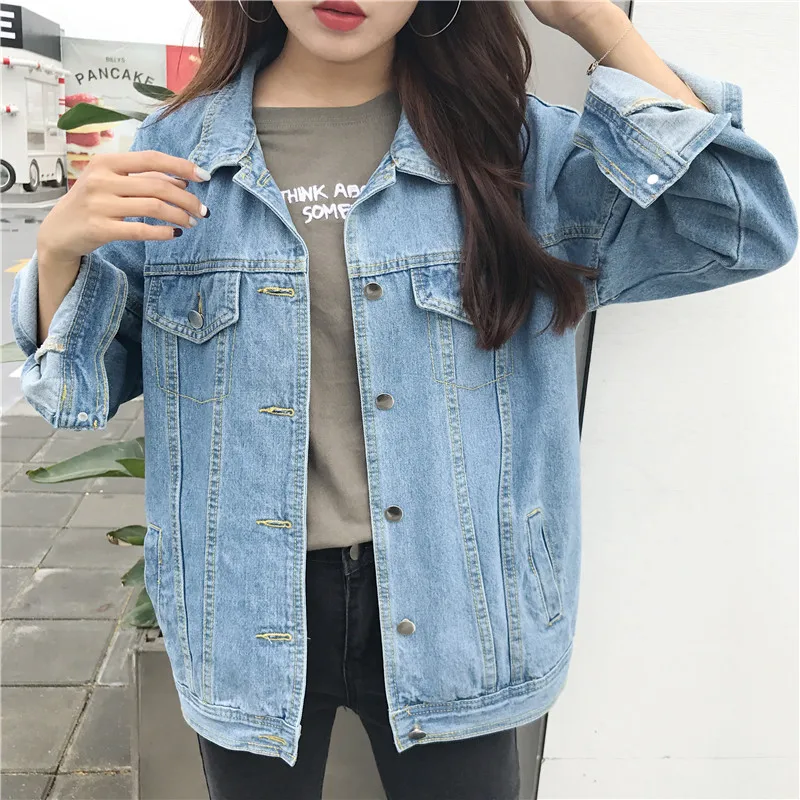 Женская джинсовая куртка с длинным рукавом повседневная облегающая из денима