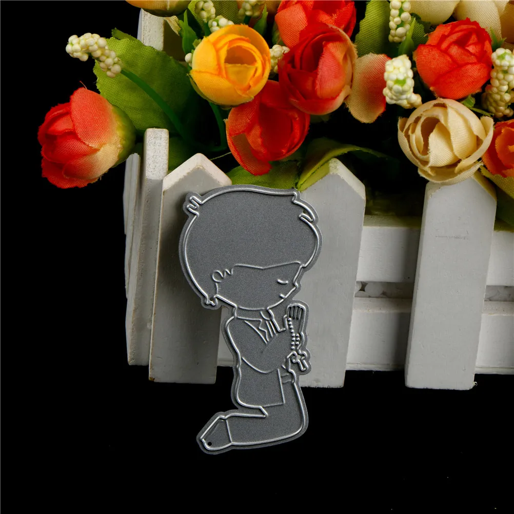 1 шт. молящийся мальчик дизайн металлические высекальные формы трафареты сделай
