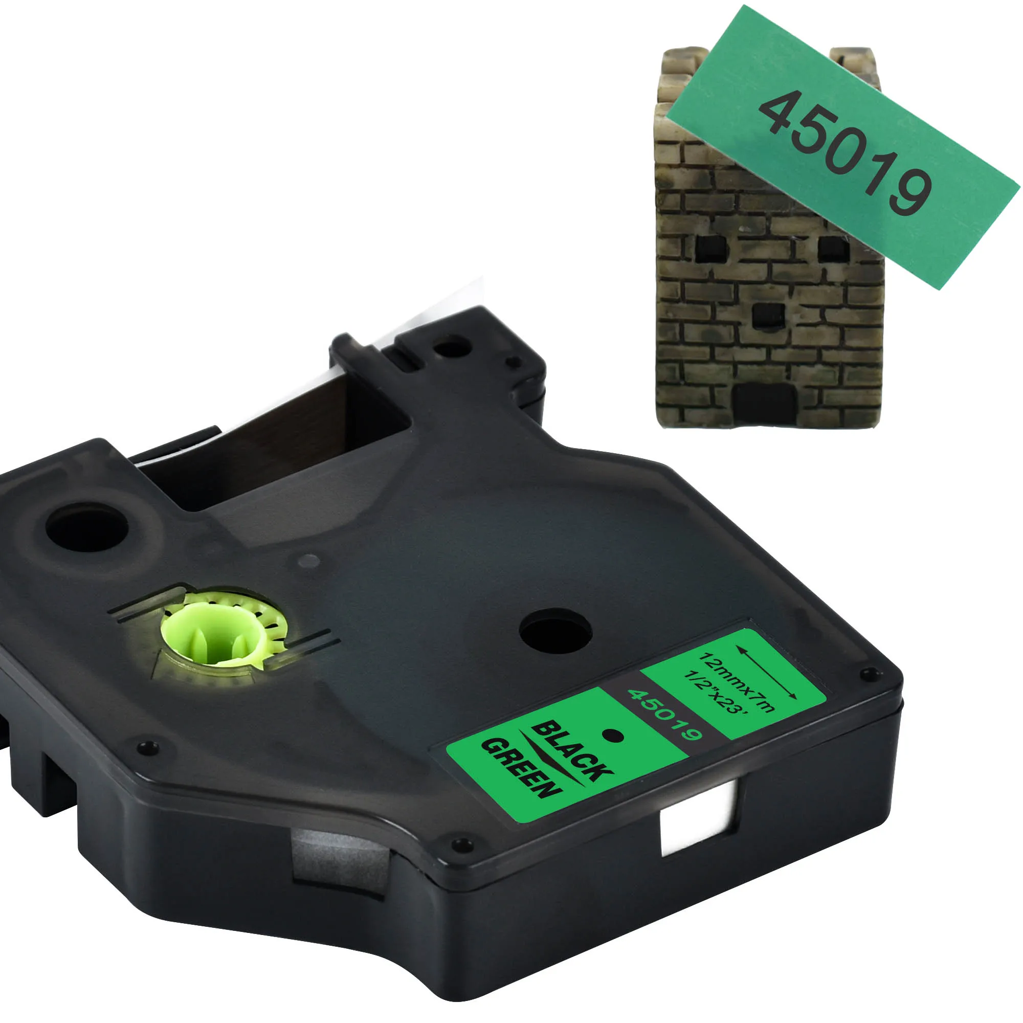 CIDY 5 шт. 45013 клейкие ленты совместимый с DYMO D1 Labelmanager 12 мм черный на белом 45010 45018 45021 40913 для DYMO LM160 LM280 PNP - Цвет: 12mm black on green