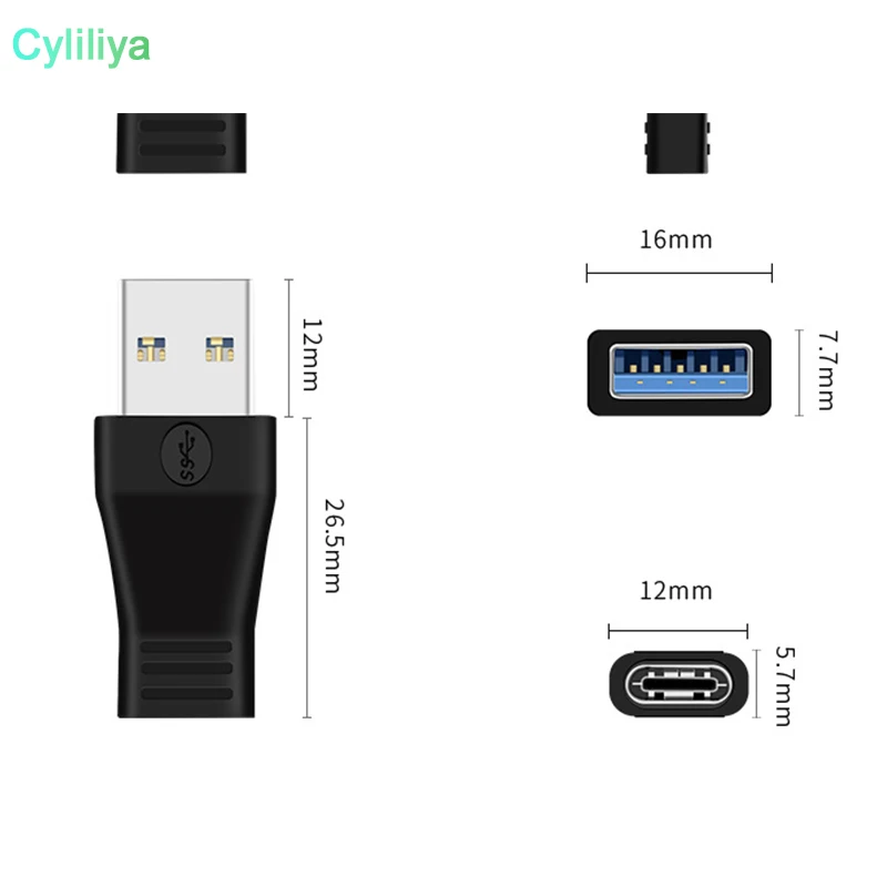 200pcs High Speed USB 3.1 Type C Female to 3.0 Male Port Adapter USB-C USB3.0 Type-A Connector Converter / Black Color | Мобильные