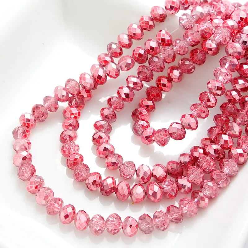 

Wholesale Half Plated Rondelle Faceted Crystal Glass Loose Spacer Beads 4mm 6mm 8mm 10mm Shallow Red