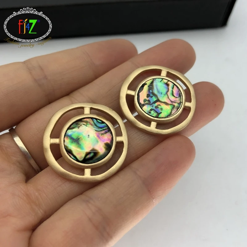 F.J4Z новые серьги гвоздики из натуральной морской ракушки дизайнерские полые