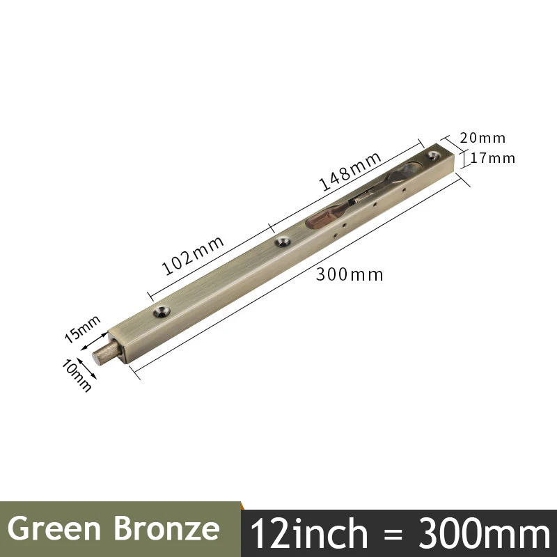 Green Bronze 12inch KAK Нержавеющая сталь Скрытая стержень автомобильной двери охранник двери защелка 4/6/8/10 дюймов на сдвигающуюся дверь, замок с болтами, для ванной комнаты: защита от пыли и аппаратное обеспечение - Цвет: Green Bronze 12inch