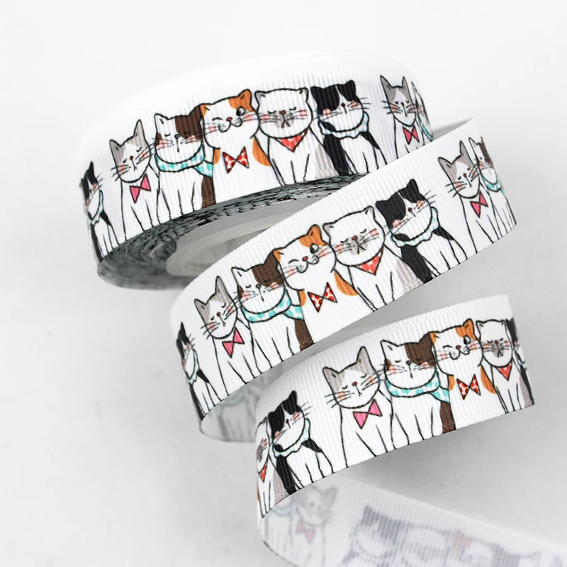 

Cute Cat printed grosgrain ribbon Packing Tape DIY Hair Bow Sewing Accessories 16mm 22mm 25mm 38mm 75mm