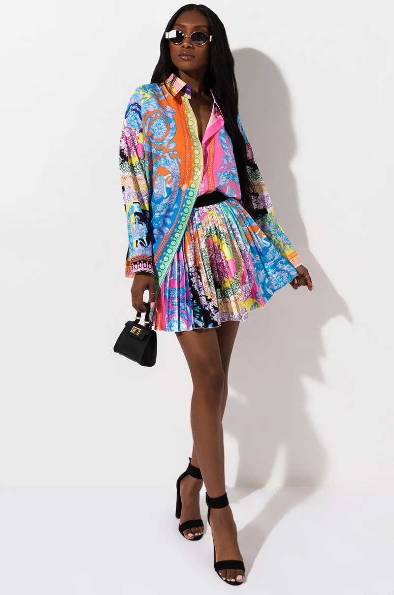 Женский комплект из 2 предметов осенняя мини юбка с длинным рукавом и цветочным