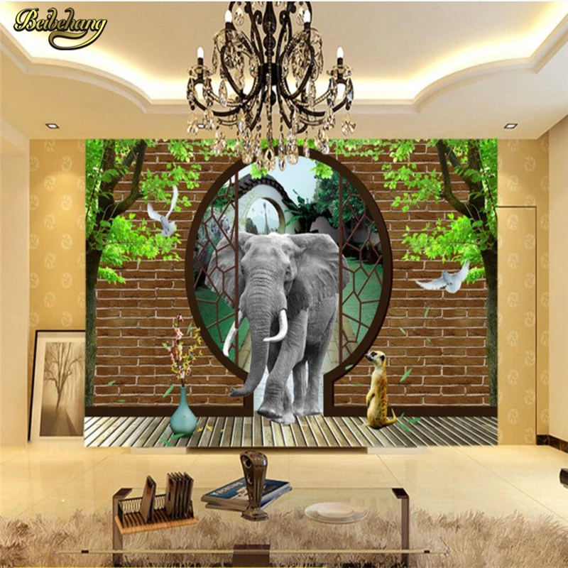 Пользовательские 3D обои для фотосъемки с изображением слона на заказ настенная