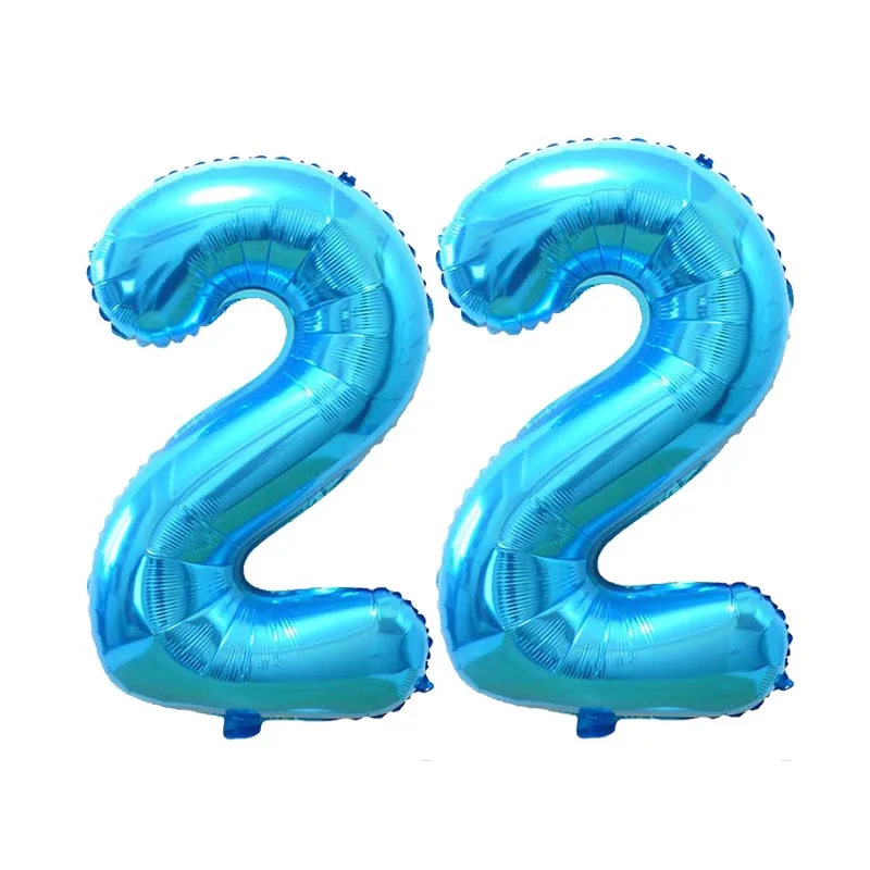 blue 22 2 шт 32 40 дюймов счастливый 18 день рождения фольга большие надувные шары розовое золото цифры шары мальчик девочка 18 21 22 23 лет вечерние украшения - Цвет: blue 22