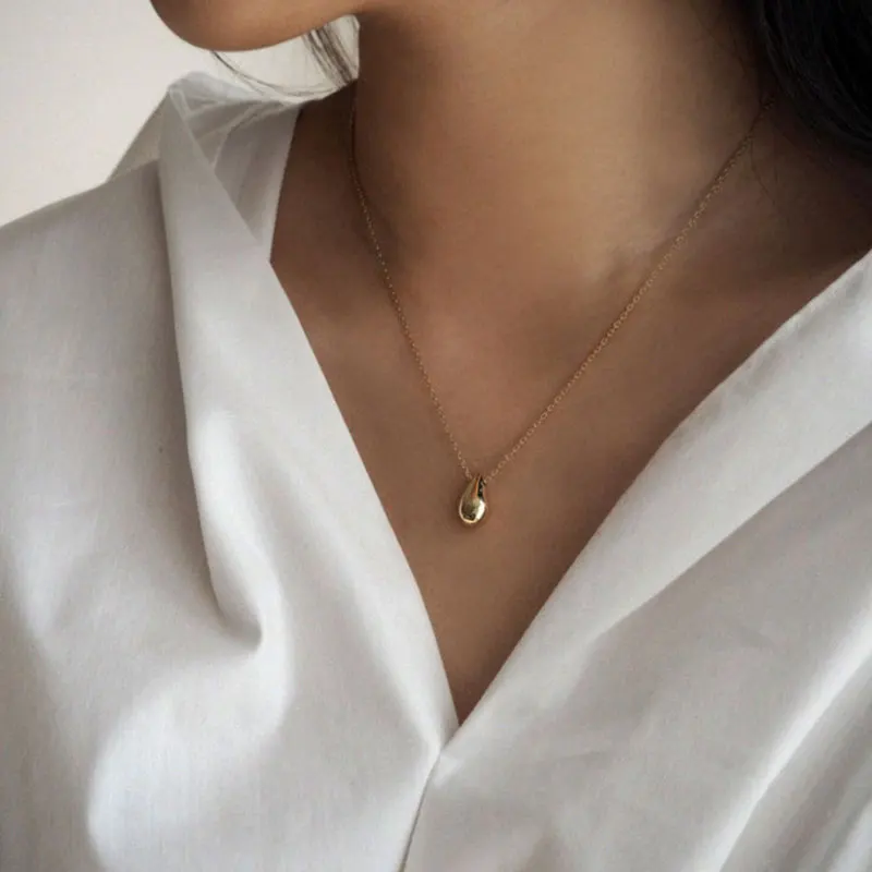 

Silver 925 Jewelry Fashion simple water drop necklace 925 sterling silver necklace for women gold 18K