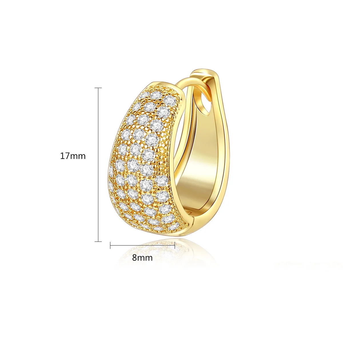 Женские круглые серьги с кубическим цирконием простые золотого цвета фианитами