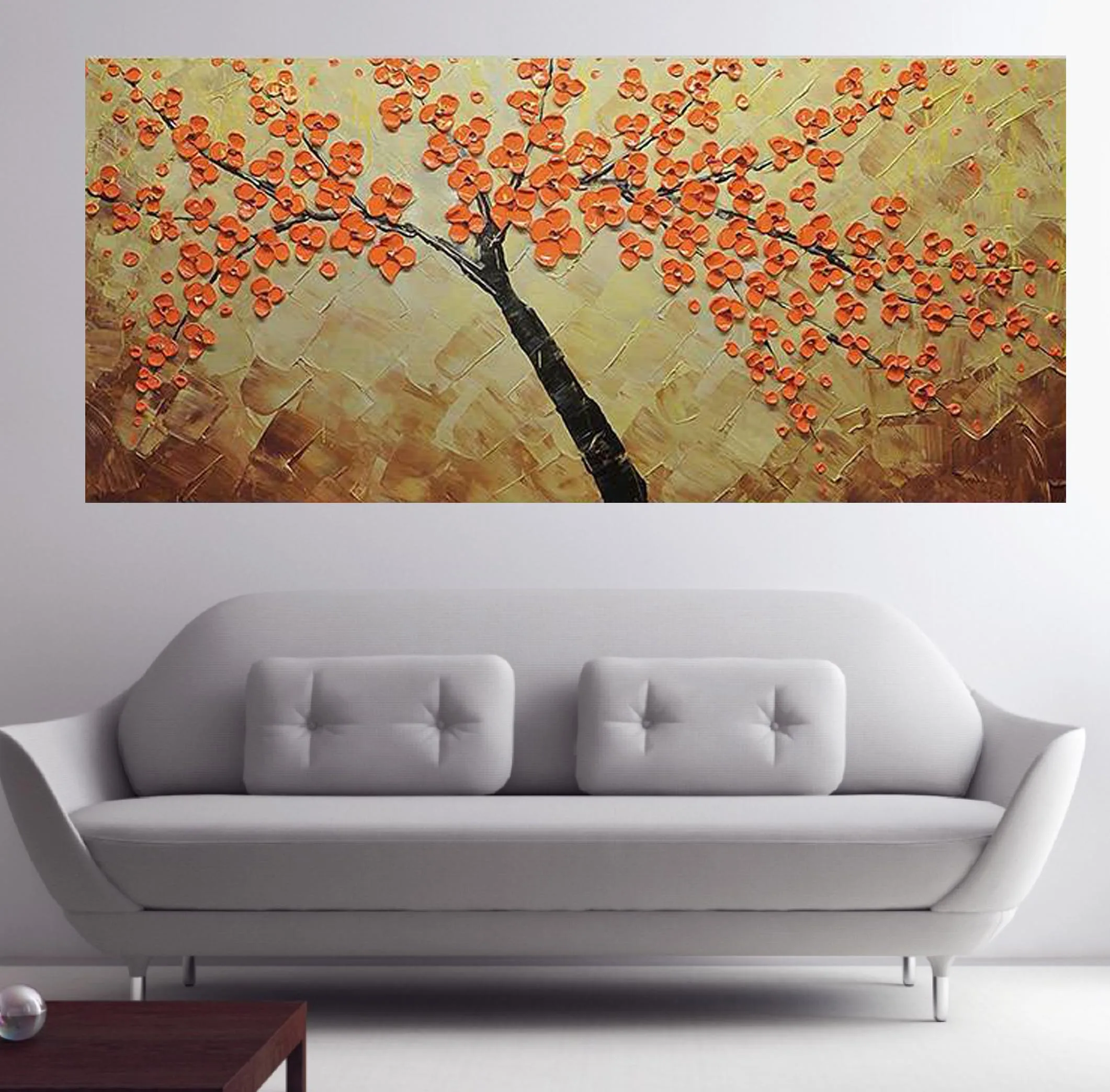 100% ручная роспись нож цветы дерево абстрактная Морден Картина маслом на холсте