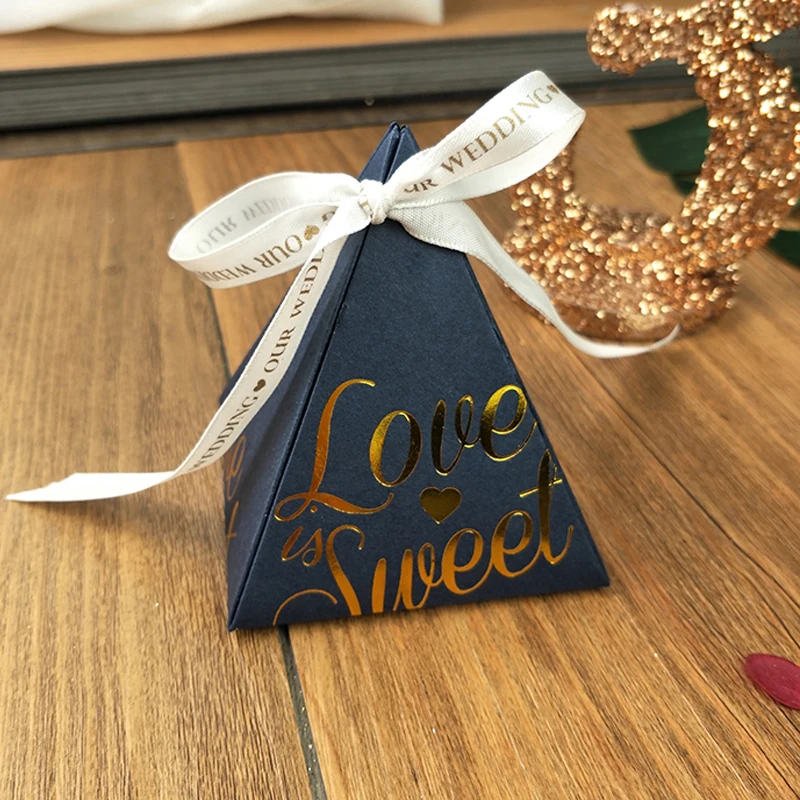 100pcs lot paper pyramid chocolate holder Birthday Bridal shower wedding custom candy boxes gift packaging personalized box | Дом и сад