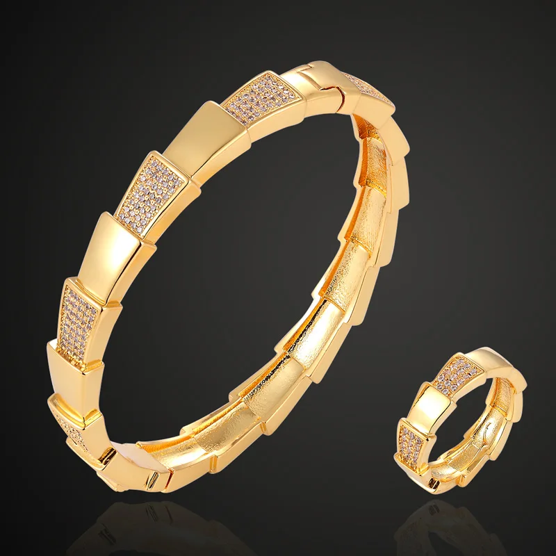 gold color ring 8 Zlxgirl ювелирные изделия мода один кубический камень цирконий один глянцевый браслет змея& кольцо свадебные комплекты ювелирных изделий женский парный браслет наборы - Окраска металла: gold color ring 8