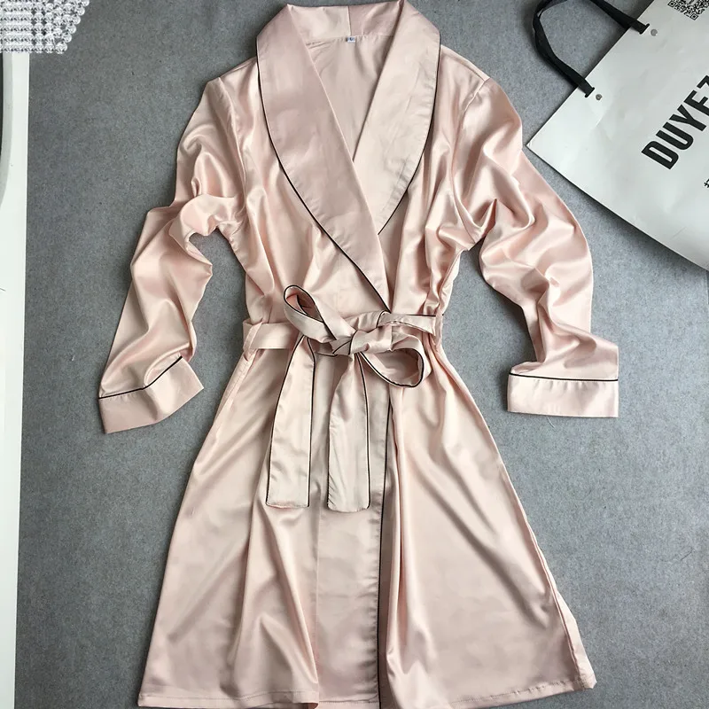Женские шелковые халаты Fiklyc высококачественные банные с поясом мини Пижама|robe