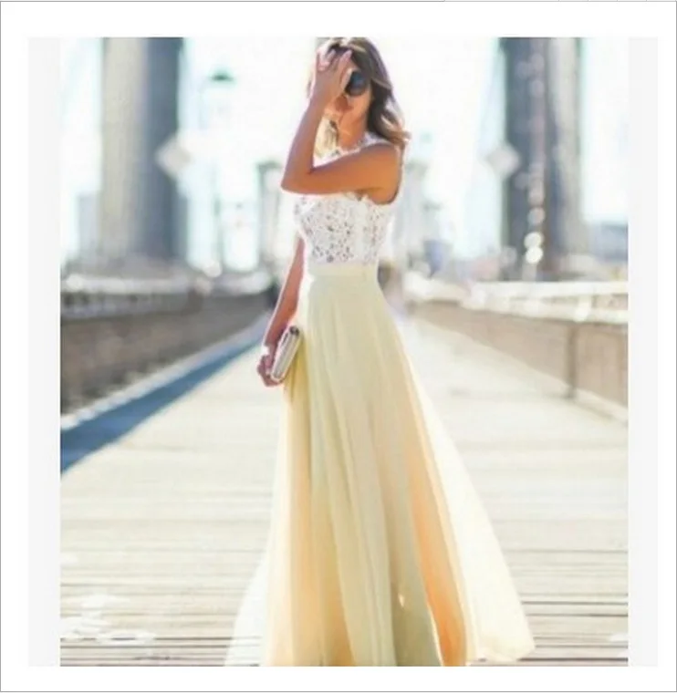 Кружевной стеганый шифоновый элегантное платье макси шифоновое романтическое