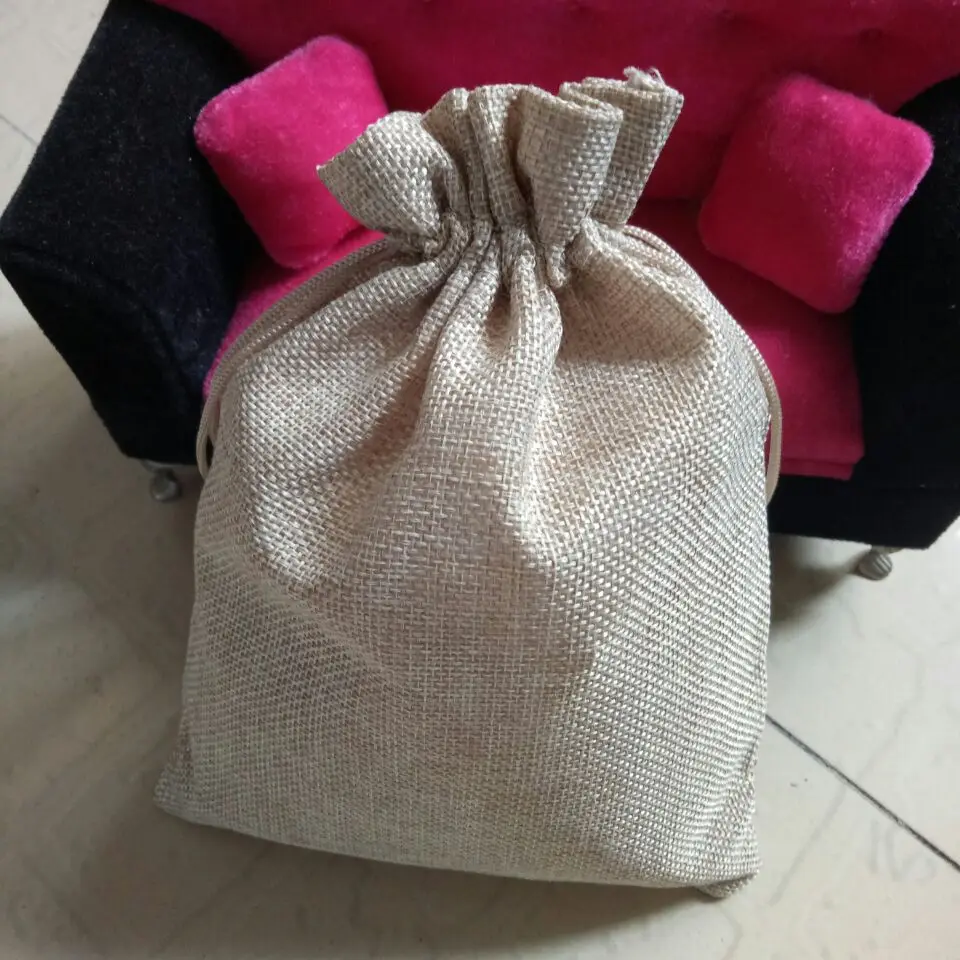 50 шт. 10x14 см ткань мешковины Свадебные Drawstring мешки для дня рождения Рождественский подарок сумка Еда мешок конфет Гессе сумки для хранения ювелирных изделий