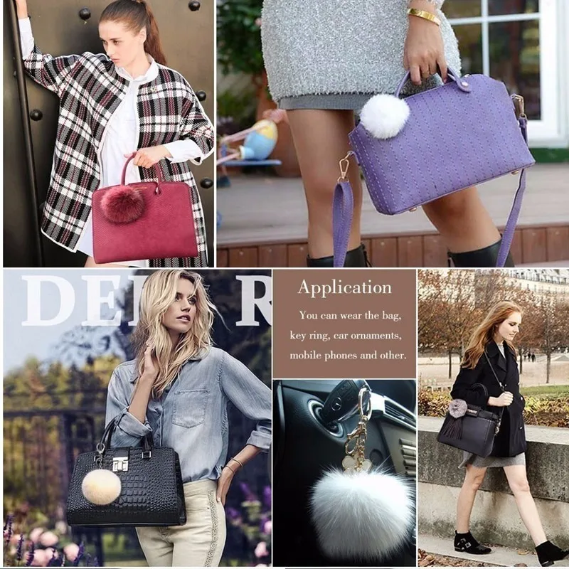 8 см настоящий кролик мех мяч брелок помпон пушистая прекрасная цепочка для ключа