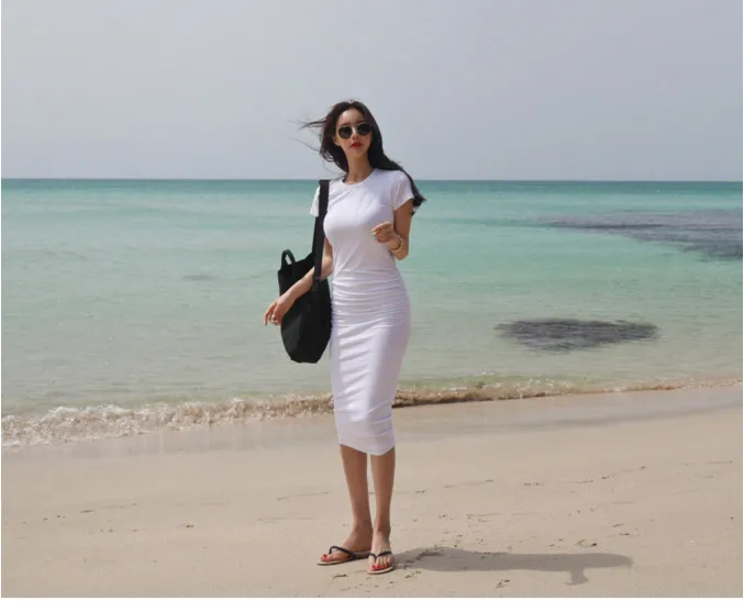 Черное платье femme Boho облегающее боди-футболка для девушек сексуальное Белое платье летние женские платья женское вечернее платье с круглым вырезом