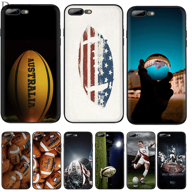 Силиконовый ТПУ чехол для телефона регби мяч спорт iPhone 11 Pro X XS Max XR 6 6s 7 8 Plus 5 5s SE