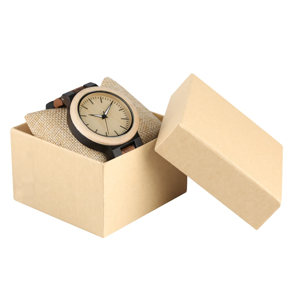 with box2 Relogio Feminino часы из натурального дерева ручной работы кожаный ремешок Полностью деревянные часы кварцевые часы для мужчин t лучшие подарки для мужчин и женщин - Цвет: with box2