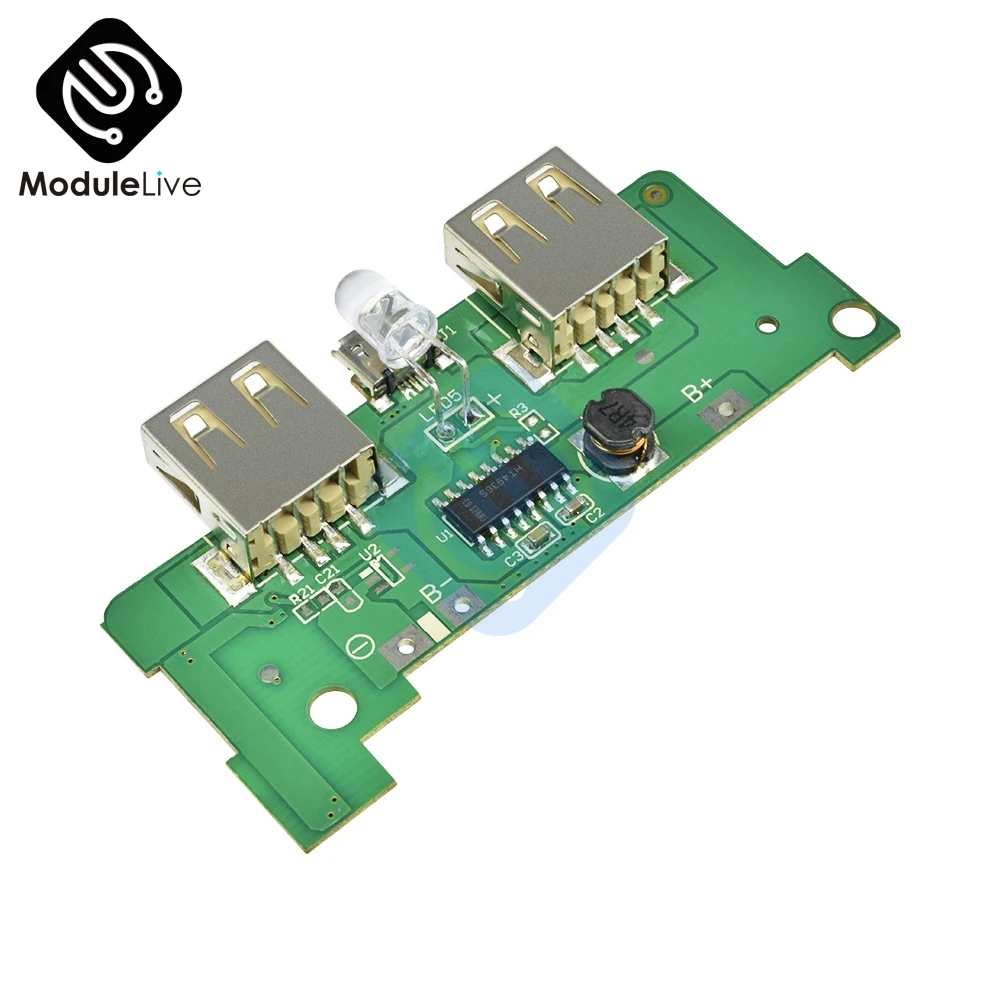 5V 1A 5V 1A 2A power Bank зарядное устройство Модуль повышающий источник питания печатная плата для зарядного устройства печатная плата двойной USB с выходом светодиодный светильник - Цвет: 5V 1A