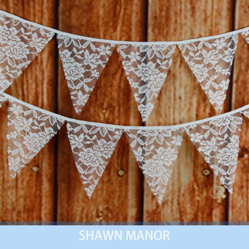 12flags-320CM/126inch Lace Fabric String Banners flags Personality Wedding Bunting Decor Party Decoration | Дом и сад