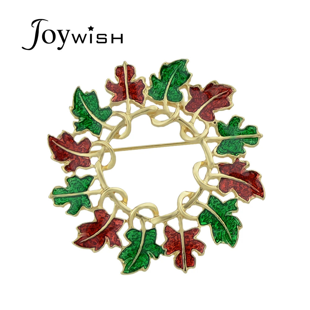 Joywish милые Стиль золото Цвет с красный зеленый лист шаблон Круглый Форма для