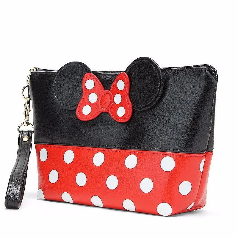Mickey Portable Cosmetic Make Up Bag Polka Dot Bow Storage Coin Golden Purse Handbag Organizer Pouch Makeup Wash Bags | Дом и сад